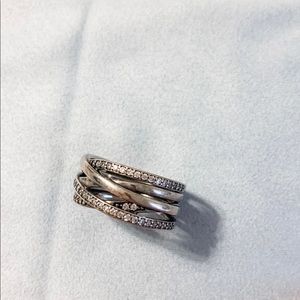 Pandora Sparkling and polished lines ring size 9
